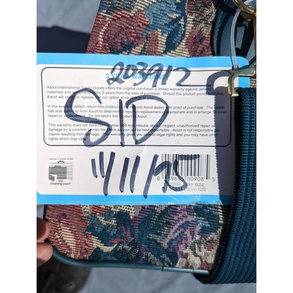 Ascot Travel Carry-on Floral Canvas Bag Luggage Vintage- Unused- Shoulder Strap - Picture 8 of 11